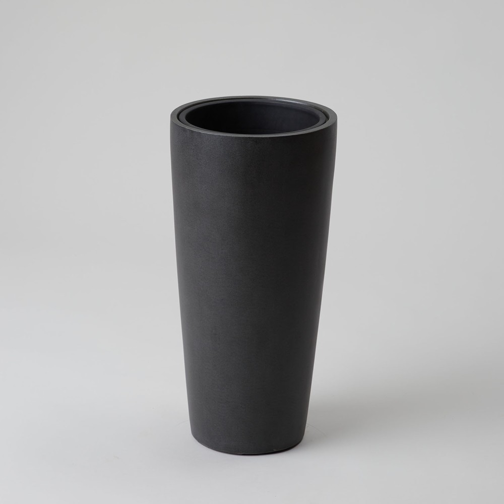 Кашпо Высокий конус Темно-серый бетон d23 Кашпо Высокий конус Темно-серый бетон d23
