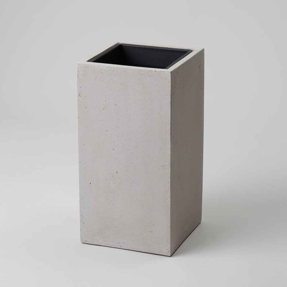 Кашпо Высокий куб Белый песок d23