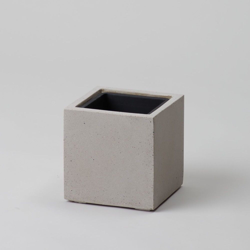 Кашпо куб Белый песок d14