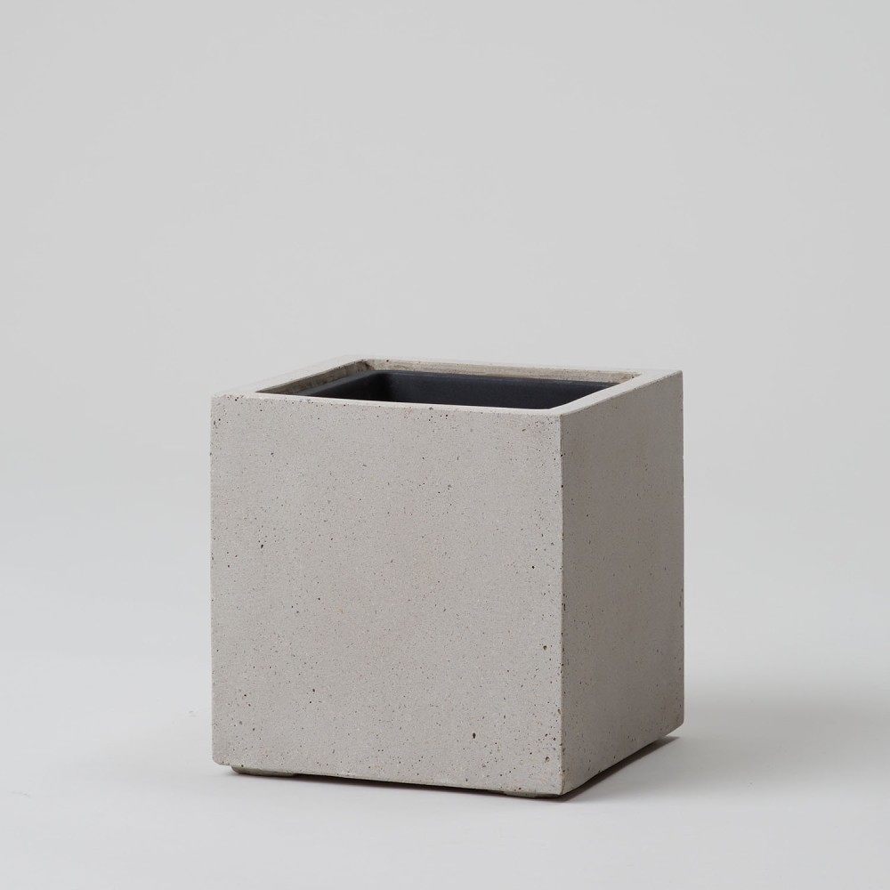 Кашпо куб Белый песок d14