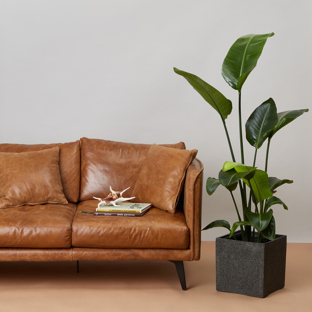 Кашпо куб Темно-серый камень d24