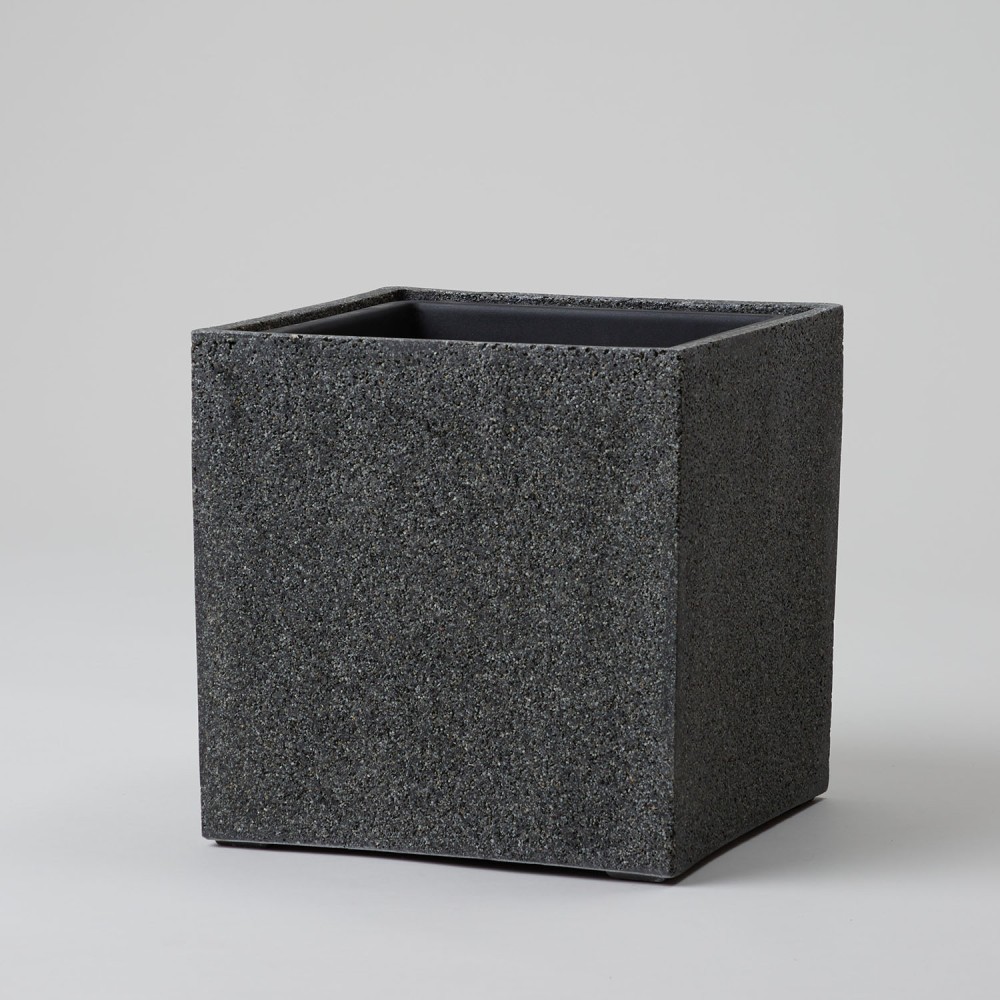 Кашпо куб Темно-серый камень d24
