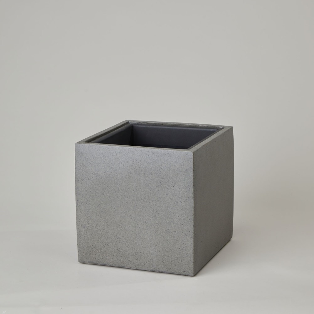 Кашпо куб темно-серый бетон d24