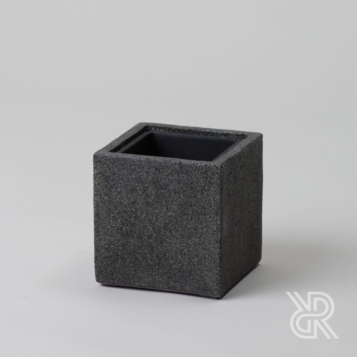 Кашпо куб Темно-серый камень с пересадкой d13,5 внутренний, d20 внешний Горшки для комнатных растений