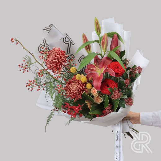 Bouquet 273 Букет в пленке с хризантемой